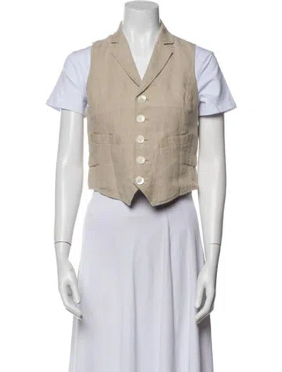 Pre-owned Alex Mill Linen Short Sleeve Crop Top W/ Tags In Neutral