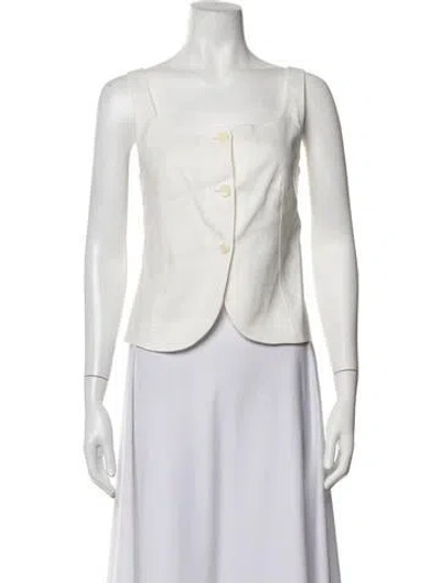 Pre-owned Alex Mill Linen Square Neckline Button-up Top In White