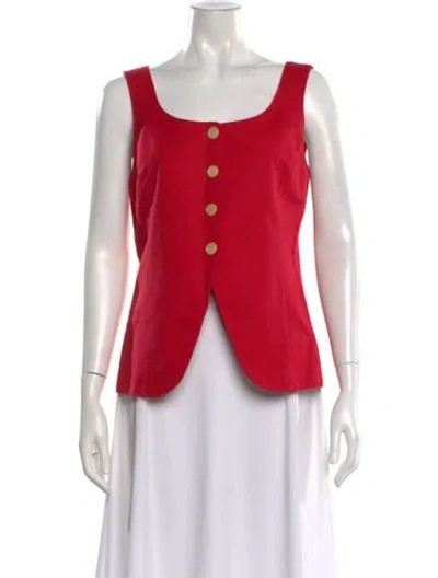 Pre-owned Alex Mill Linen Square Neckline Top In Red