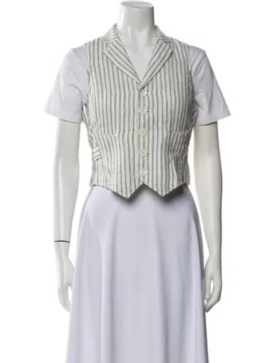 Pre-owned Alex Mill Linen Striped Crop Top In White