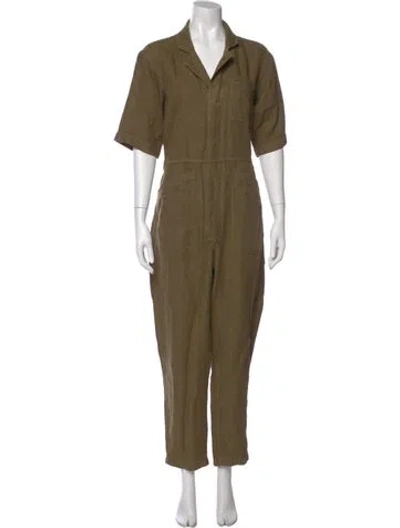 Pre-owned Alex Mill Linen V-neck Jumpsuit In Green