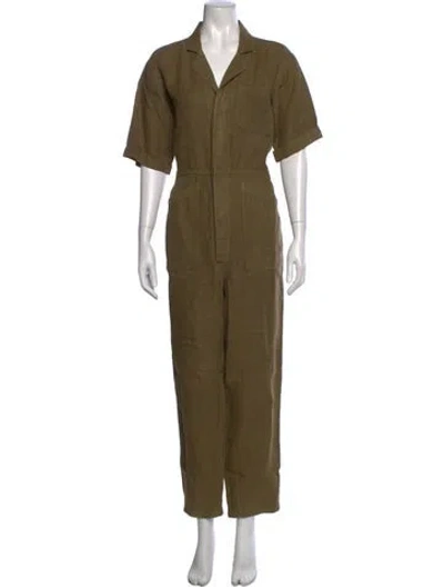 Pre-owned Alex Mill Linen V-neck Jumpsuit In Green