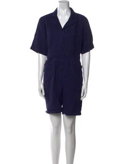 Pre-owned Alex Mill Linen V-neck Romper W/ Tags In Purple