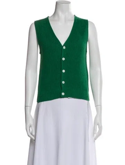 Pre-owned Alex Mill Linen V-neck Sweater In Green