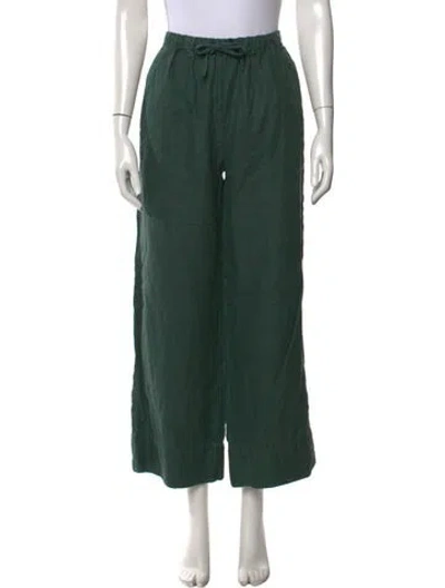 Pre-owned Alex Mill Linen Wide Leg Pants In Green