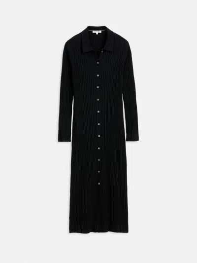 Alex Mill Long Sleeve Alice Ribbed Dress In Black