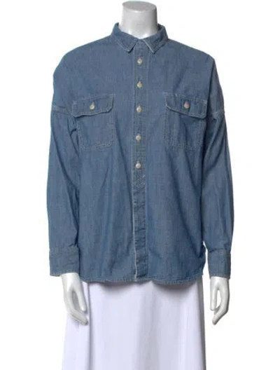 Pre-owned Alex Mill Long Sleeve Button-up Top In Blue