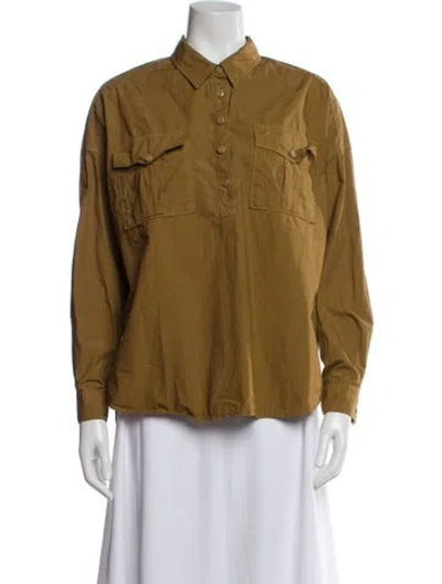 Pre-owned Alex Mill Long Sleeve Button-up Top In Brown