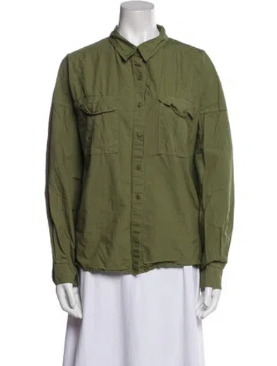 Pre-owned Alex Mill Long Sleeve Button-up Top In Green