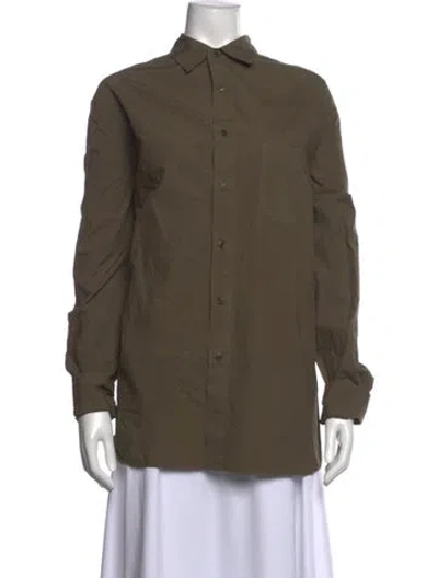 Pre-owned Alex Mill Long Sleeve Button-up Top In Green
