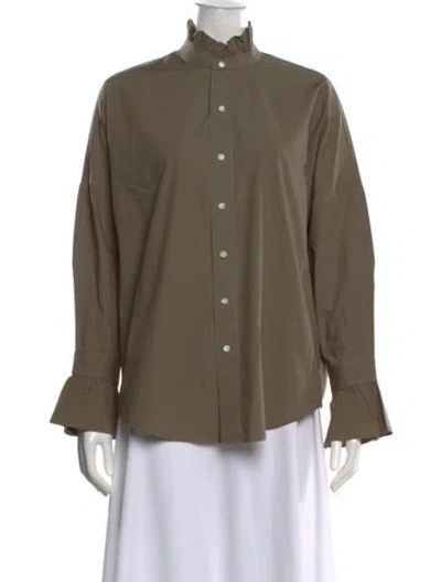 Pre-owned Alex Mill Long Sleeve Button-up Top In Green