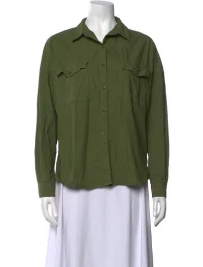 Pre-owned Alex Mill Long Sleeve Button-up Top In Green