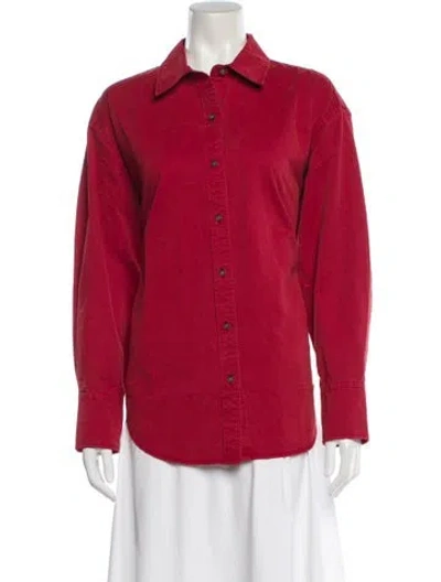 Pre-owned Alex Mill Long Sleeve Button-up Top In Red