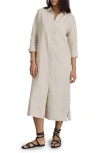 ALEX MILL LONG SLEEVE LINEN MIDI SHIRTDRESS