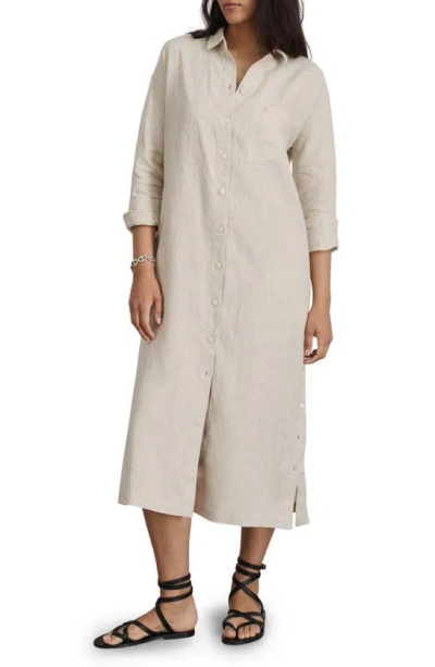 Alex Mill Long Sleeve Linen Midi Shirtdress In Flax