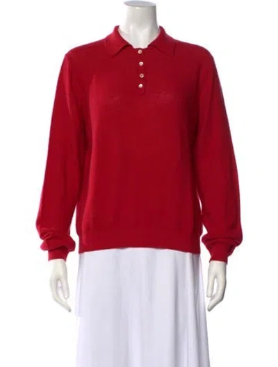 Pre-owned Alex Mill Long Sleeve Polo In Red