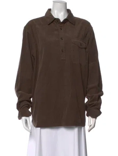 Pre-owned Alex Mill Long Sleeve Polo W/ Tags In Brown