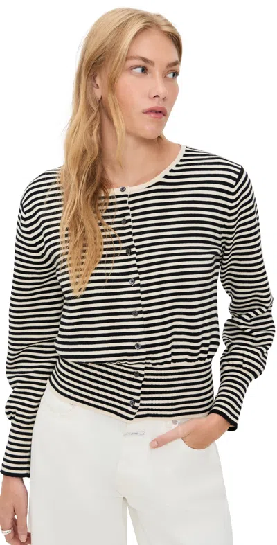 Alex Mill Louisa Cardigan In Striped Cotton Cashmere Cream/black In Multi