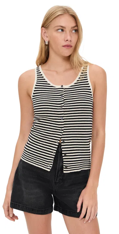 Alex Mill Louisa Vest In Striped Cotton Cashmere Cream/black In Multi