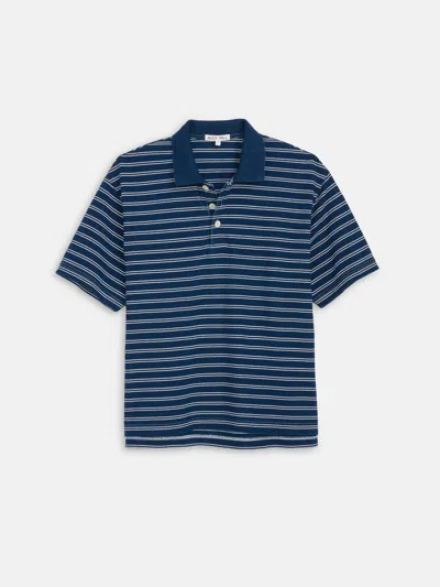 Alex Mill Lucas Polo In Indigo Double Stripe In Blue