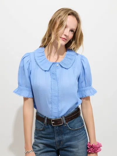 Alex Mill Lucia Top In Ramie In Blue