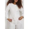 Alex Mill Luna Collarless Linen Jacket In White