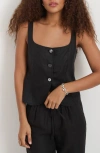 Alex Mill Luna Crop Linen Tank In Black