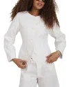 Alex Mill Luna Collarless Linen Jacket In White