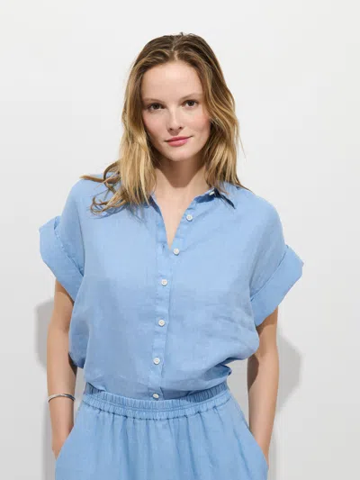 Alex Mill Maddie Blouse In Linen In Blue