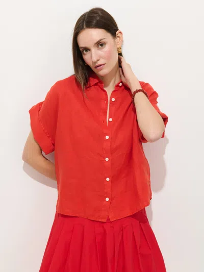 Alex Mill Maddie Blouse In Linen In Red