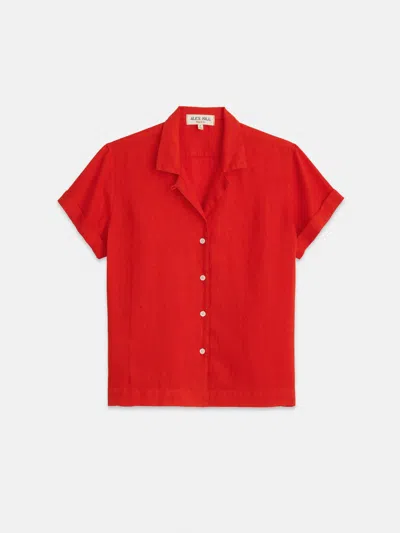 Alex Mill Maddie Camp Shirt In Linen In Chili