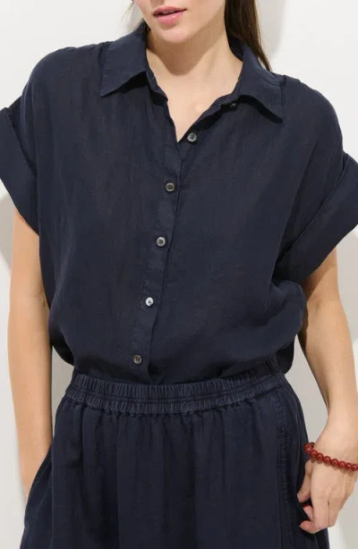 Alex Mill Maddie Linen Short Sleeve Button-up Shirt In Blue