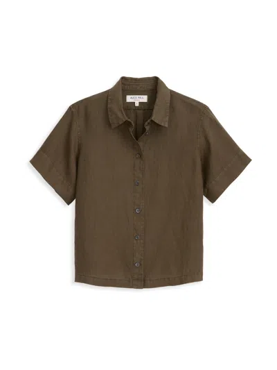 Alex Mill Maddie Shirt In Linen In Deep Moss
