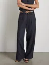 ALEX MILL MADELINE PLEAT TWILL TROUSER IN WASHED BLACK