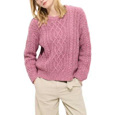 Alex Mill Madelyn Cable Knit Wool Blend Donegal Sweater In Pink