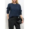Alex Mill Madelyn Cable Knit Wool Blend Donegal Sweater In Blue
