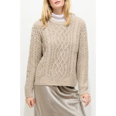 ALEX MILL ALEX MILL MADELYN CABLE KNIT WOOL BLEND DONEGAL SWEATER