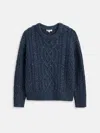 Alex Mill Madelyn Cable Knit Wool Blend Donegal Sweater In Blue