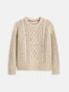 Alex Mill Madelyn Cable Knit Wool Blend Donegal Sweater In Neutral