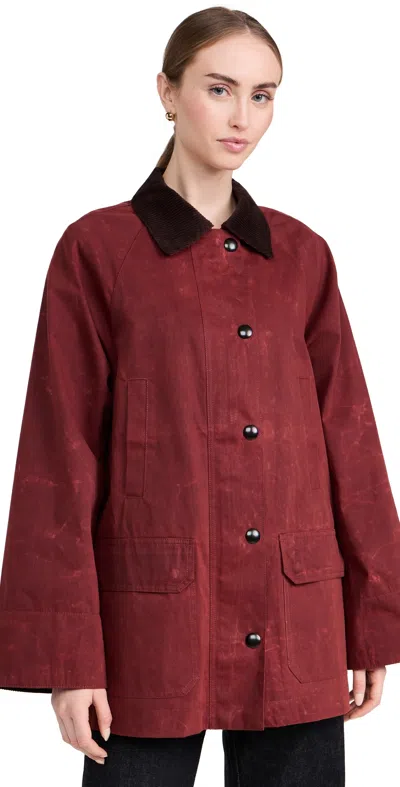 ALEX MILL CHILTERN STREET JACKET IN WAXED COTTON RED