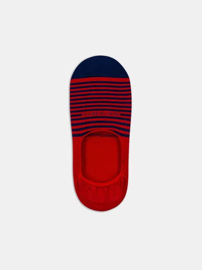 Alex Mill Marcoliani Stripe Invisible Sock In Red/navy