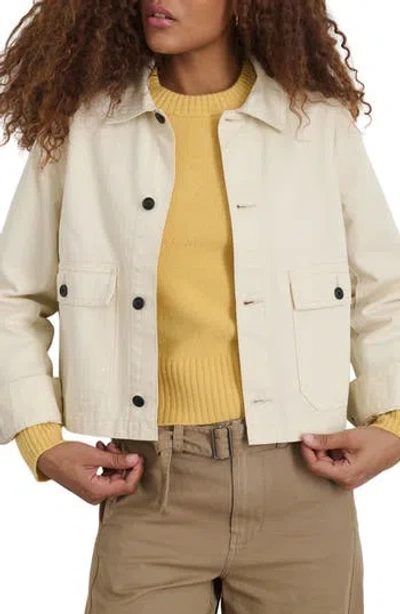 Alex Mill Marfa Crop Herringbone Twill Work Jacket In White