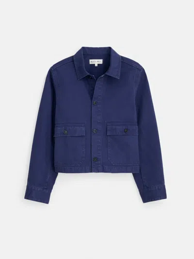 Alex Mill Marfa Work Jacket In Herringbone In Midnight Blue