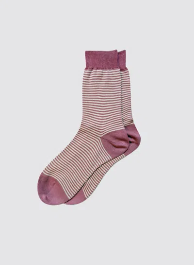 Alex Mill Maria La Rosa Bio Cotton Ribbed Socks In Stripes In Pink