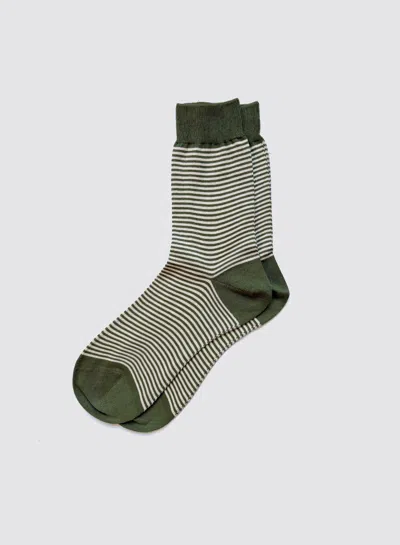 Alex Mill Maria La Rosa Bio Cotton Ribbed Socks In Stripes In Green