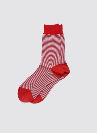 Alex Mill Maria La Rosa Bio Cotton Ribbed Socks In Stripes In Red