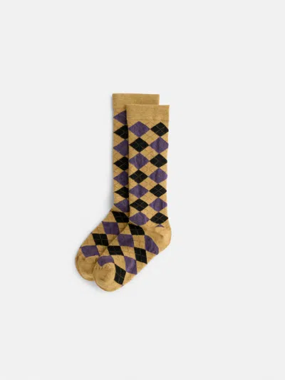 Alex Mill Maria La Rosa Harlekin Argyle Socks In Yellow