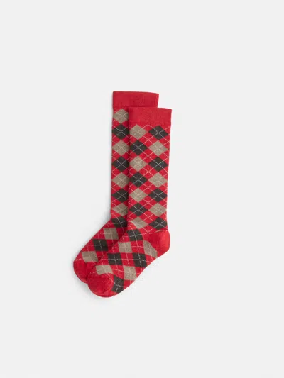 Alex Mill Maria La Rosa Harlekin Argyle Socks In Red