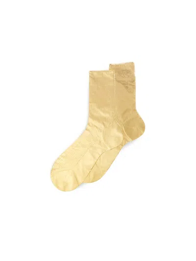 Alex Mill Maria La Rosa Ribbed Laminated Socks In Yellow