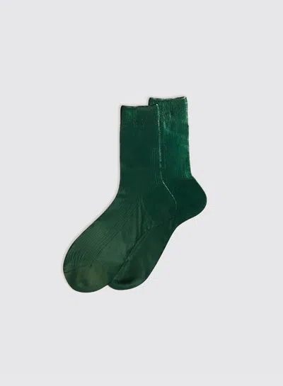 Alex Mill Maria La Rosa Ribbed Laminated Socks In Green